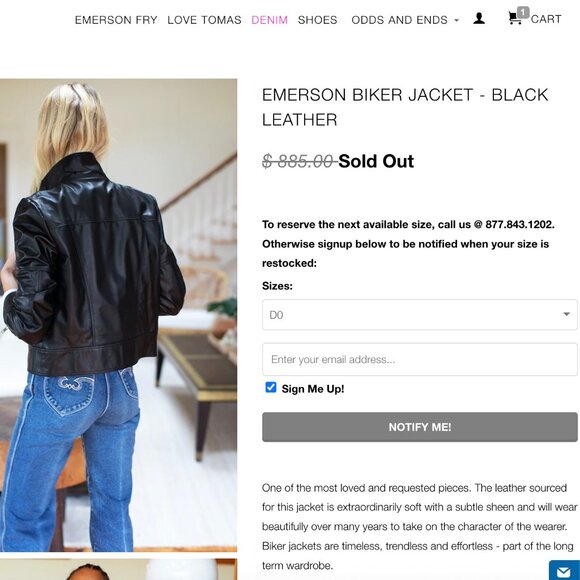 Emerson Fry Leather Biker Jacket, Great condition, no flaws - Picture 7 of 7